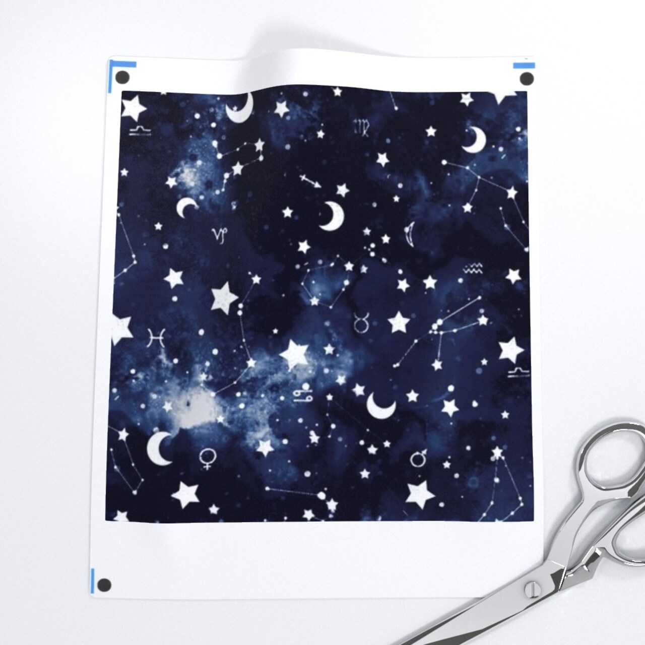 Zodiac Dark Blue Stars Constellations Moon Galaxy Astrology Astrological Sky Custom Printed Fabric by Spoonflower Various Fabrics by the Yard or Fat Quarter